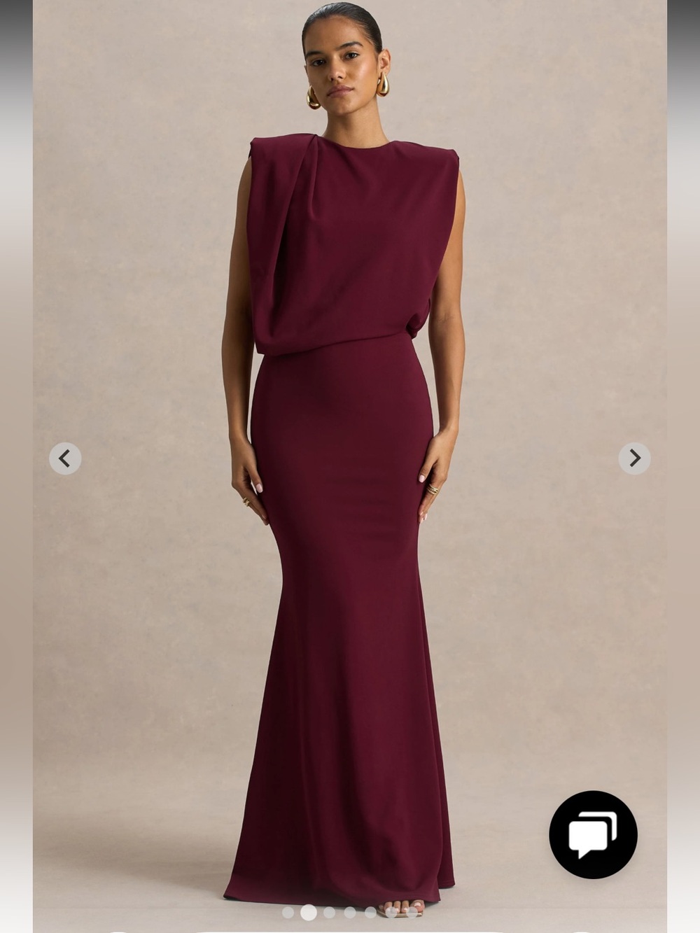 Club L London Wine Draped Shell Maxi Gown